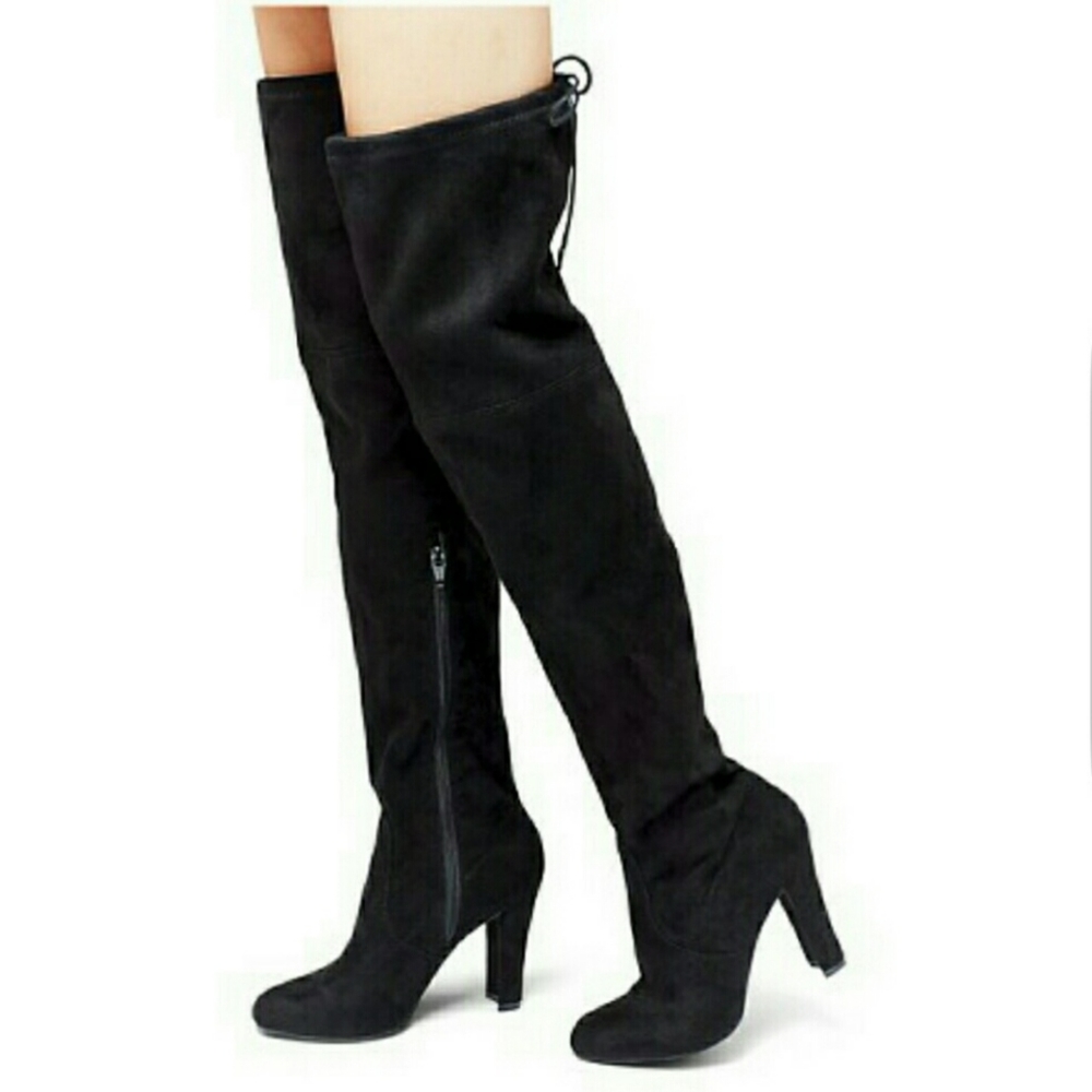 Thigh high black heels